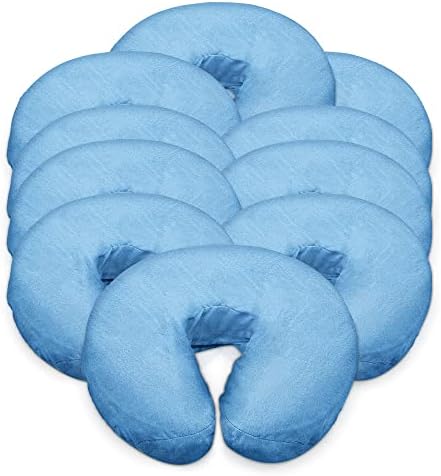 LONDON LINENS Pack of 10, Premium Extra Thick 100% Cotton Flannel Massage Tables Face Cradle Covers Cozies Fitted - Includes 10 pcs (Baby Blue) by LONDONLINENS
