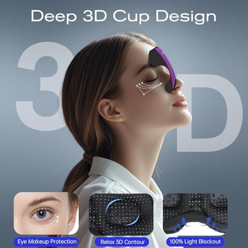 Sleep Mask with Bluetooth 5.4 Headphones, Sleeping Headphones for Side Sleepers, Wireless Music Eye Mask Speakers for Men, Women, Tech Gifts, Purple - Image 3