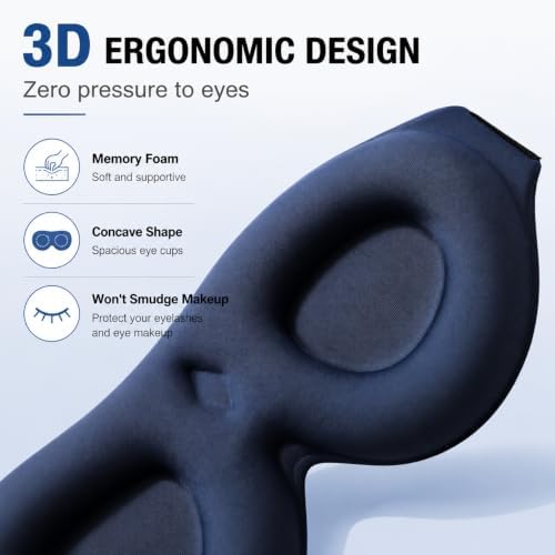 ALASKA BEAR Memory Foam Sleep Mask, Contoured Eye Cups for Women Men, Blue - Image 2