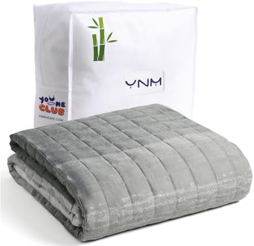 YnM Cooling Weighted Blanket, Rayon Derived from Bamboo Oeko-Tex Certified Material, Bed Blanket for One Person of 240lbs, Ideal for Queen/King Bed (60x80 Inches, 25 Pounds, Gradient Dark Grey) by YNM