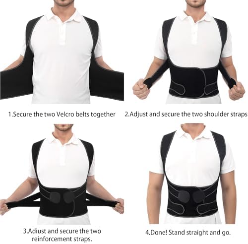 Posture Corrector for Women and Men Back Brace Lower Comfortable Back Support Straightener Pain Relief Slouching Kyphosis Lnvisible Under Upper Hunchbac Hump Scoliosis Adjustable Uprigh Black Medium - Image 5