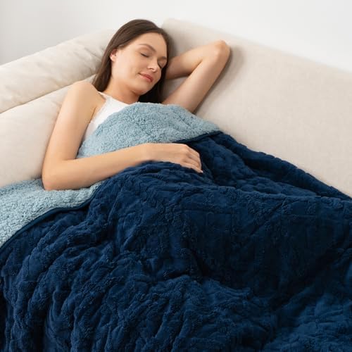 Wemore Soft Weighted Blankets for Adults Queen 60" x 80" 20 lbs Navy Blue by WemoreDirect