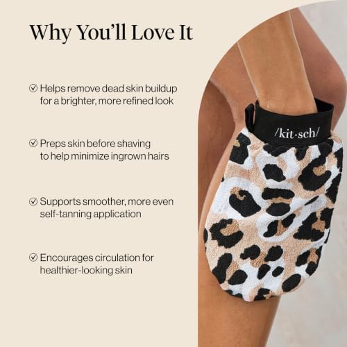 Kitsch Exfoliating Glove – Exfoliating Mitt - 1pc Leopard - Image 5