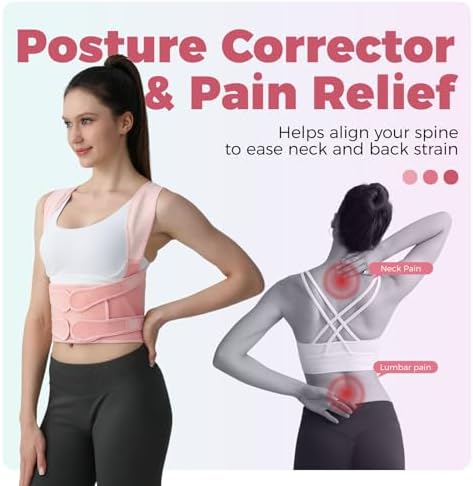 Posture Corrector for Women and Men Upgraded Back Brace, Adjustable Back Support for Upper and Lower Back Pain Relief, Shoulder Straightener for Hunchback, Thoracic, Scoliosis, Lumbar, Spine (Pink, M) - Image 4