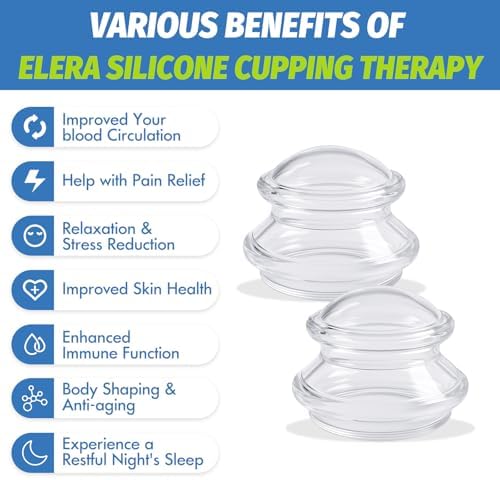 ELERA Silicone Cupping Therapy L Size Sets, Professionally Chinese Massage Cups Tools, Silicone Cup for Joint Pain Relief, Massage Body (L*2 Cups) - Image 4