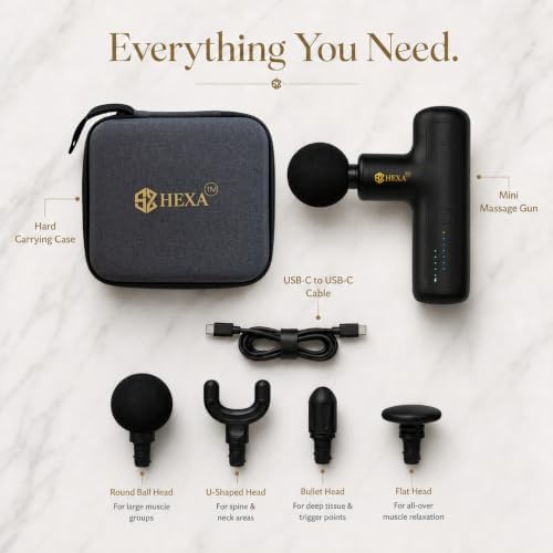 Hexa Mini Massage Gun Deep Tissue, Portable Muscle Massager, Black - Image 3