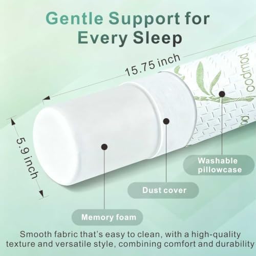 Cervical Neck Roll Pillow – Memory Foam Bolster Pillow for Neck & Back Support, Ergonomic Cylinder Pillow with Washable Cover for Side Sleepers, Lumbar, Knee & Leg Support - Image 4