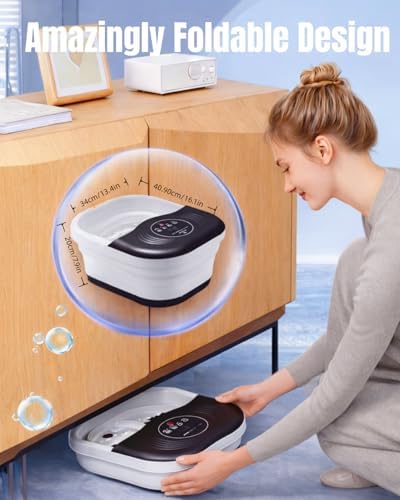 SPA4PIEDS Collapsible Heated Foot Spa Bath with Bubble, Foot Soaking Tub Featuring 8 Shiatsu Rollers, Pumice Stone and Built-in Timer for Mom, Dad and Foot Relaxation (Black) - Image 5
