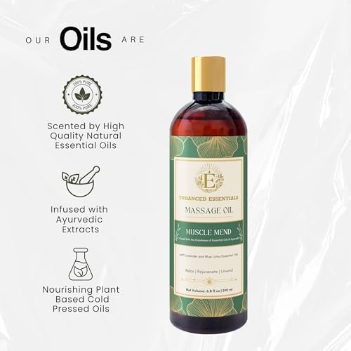 Muscle Mend| Muscle Recovery Massage Oil with Arnica, Ashwagandha & Essential Oils| Soothing,Non-Greasy, Fast-Absorbing| Use Post-Workout or Bedtime | 200ml (6.76 fl oz) - Image 2