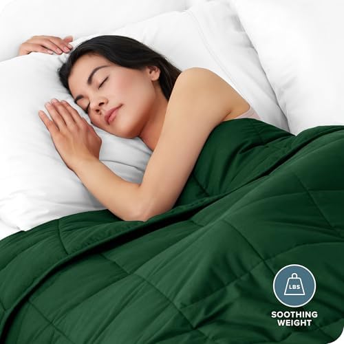 Bare Home Cotton Weighted Blanket (Forest Green, 60"x80" 17lbs) - Image 2