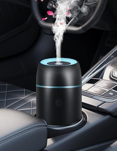 Car Diffuser for Essential Oils Portable Mini Ultrasonic Mist Humidifier 100ml USB Aromatherapy Diffuser Freshener with Colorful Lights for Small Space Home Office Bedroom (Black) by szyuwolf