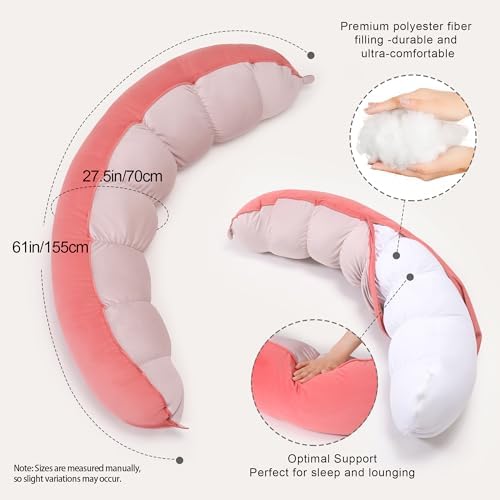Peallow(Pat. Pend) – Long Round Body Pillow for Adults, Bolster Pillow for Sleeping, Soft and Supportive Pillow for Sleeping & Lumbar Support - Image 3