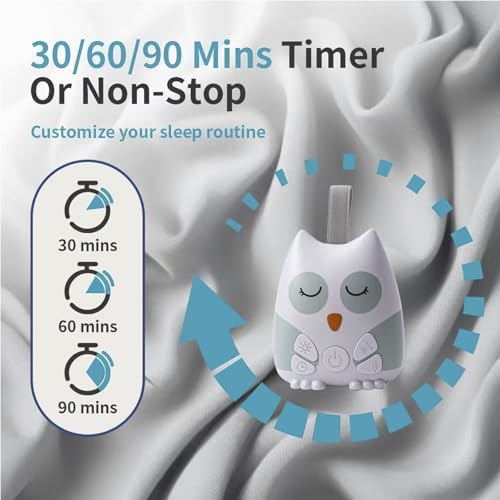 PandaEar Portable White Noise Machine for Baby, 15 Soothing Sound, Night Light, Sleep Sound Timer and Powered by USB for Baby Kids (Owl) - Image 4