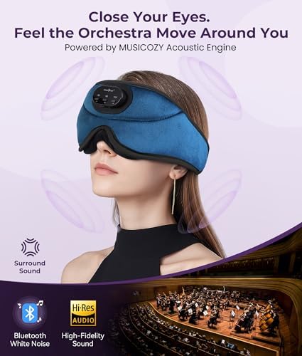 MUSICOZY Sleep Headphones Bluetooth 5.4 with Smart Timer 3D Eye Mask - Image 5
