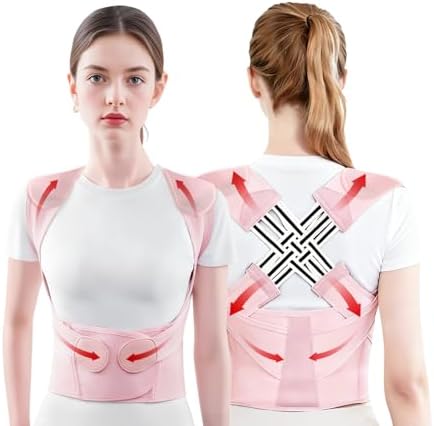 Back Brace Posture Corrector for Women, Pink, Sizs XL, Adjustable Back Straightener for Neck Shoulder Support, Scoliosis and Hunchback Relief by ZEYOHUAN