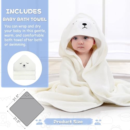 MoreFeel Collapsible Baby Bathtub for Newborn with Thermometer & 1 Hooded Towel & 1 Soft Floating Cushion,Portable Travel Bathtub with Drain Hole, Durable Foldable Baby Tubs for Infants to Toddler - Image 6