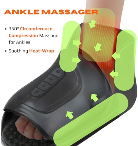 TRIDUCNA Foot and Ankle Massager with Heat - Electric Feet Massage Machine with Deep Kneading and Air Compression for Plantar Fasciitis, Foot Muscle Relax at Home or Office, Fathers Day Gift - Image 3