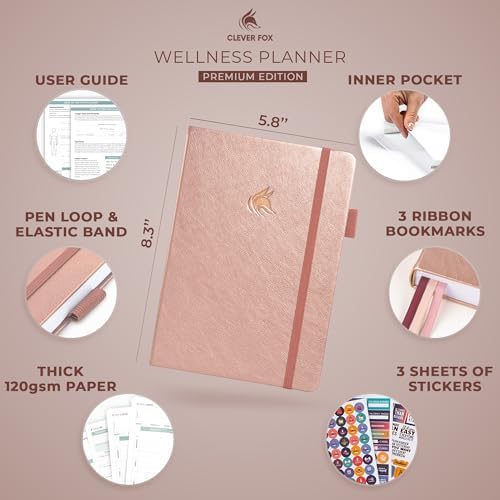 Clever Fox Wellness Planner & Food Journal for Weight Loss, A5 Rose Gold - Image 2