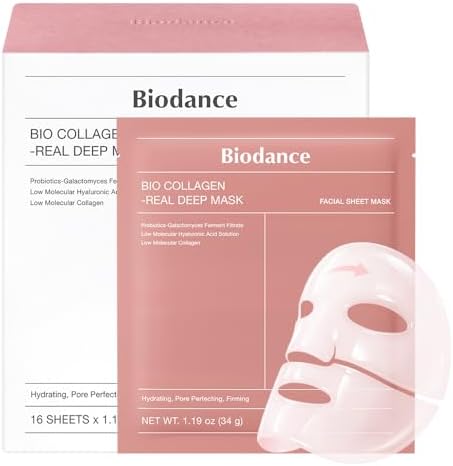 BIODANCE Bio-Collagen Real Deep Mask, Hydrating Overnight Hydrogel Face Mask, Pore Minimizing, Plumping, Elasticity Improvement, Korean Skin Care, Self Care Gifts for Women | 1.19oz(34g) x 16ea by BIODANCE