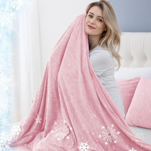 CHOSHOME Cooling Blanket for Hot Sleepers Lightweight Summer Cold Thin Blankets for Sleeping, Hot Flashes Night Sweats, Soft Blanket for Bed, King Size, Pink by CHOSHOME