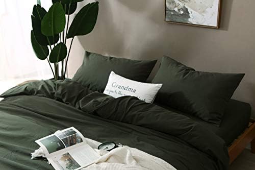 F.Y.Dreams 100% Washed Cotton Duvet Cover for Weighted Blanket 80x87 inches with 16 Ties, Zipper on Long Side/Forrest Green/Just Duvet Cover - Image 2
