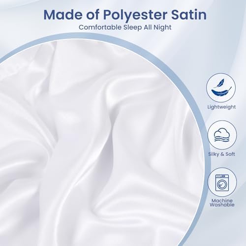 Satin Pillowcase for Cervical Pillows, (Cover Only) Fit for Orthopedic Neck Support Pillow, Silky Smooth Pillowcase Cover with Zipper Closure (White) - Image 4
