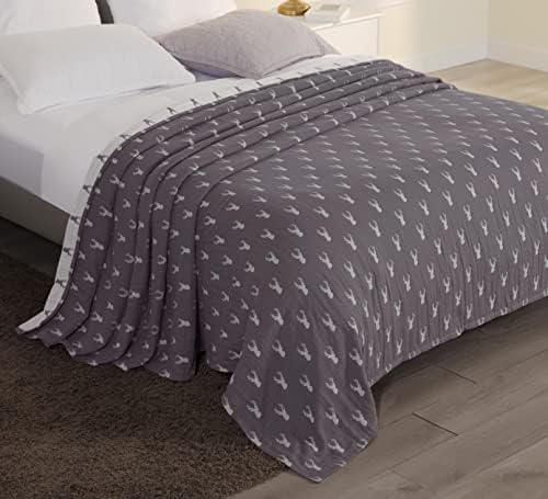 Sterling Creek Elk Muslin Cotton Blanket Three Layers Lightweight Breathable Gauzy Blanket for Adults, All Season (Twin, Gray) - Image 2