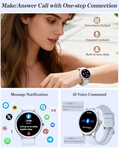 Smart Watch for Women, Ladies & Men, 1.27'' Fitness Watch [41mm case] with Call Receive/Dial, Heart Rate/Stress/Sleep Monitor, AI Voice, IP68 Waterproof Smartwatch with Calculator, Calendar, Games - Image 3