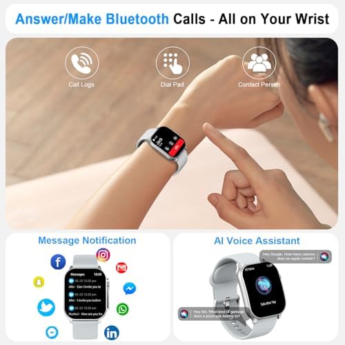 Smart Watch, 2.01" AMOLED Curved Touchscreen Fitness Watch for Men Women, IP68 Waterproof, 24/7 Heart Rate/Sleep Monitor, Fitness Tracker with Pedometer, 120+ Sports Modes, Watch for Android iOS Gray - Image 4