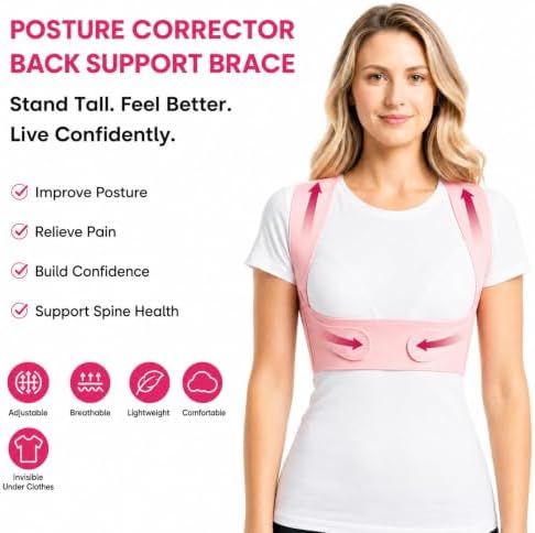 Back Brace Posture Corrector for Women(Large)（Pink） - Image 7