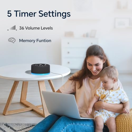Sound Machine White Noise Brown Noise Machine Night Light 30 Non Looping Sounds 12 Lights 5 Timers Sleep Sounds Machine 36 Adjustable Volume Memory Function for Baby Kids Adult Home Office Travel - Image 4