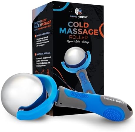 PRIME Fitness Cold Massage Roller Ball | Cold Therapy | Ice Roller Ball with Handle | cryo Stick | Relieve Muscle Pain (Blue) by PRIME+Fitness