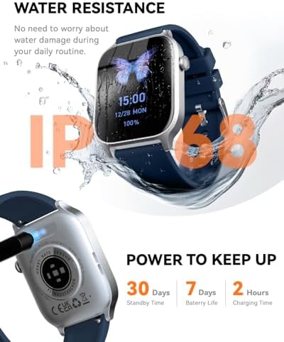 Smart Watches for Women Men, Fitness Tracker Watch with 110 Sports Modes, Step Counter/Sleep Monitor/Pedometer, IP68 Waterproof, Bluetooth Call & Music Control Smartwatch for iPhone/Android,Blue - Image 6