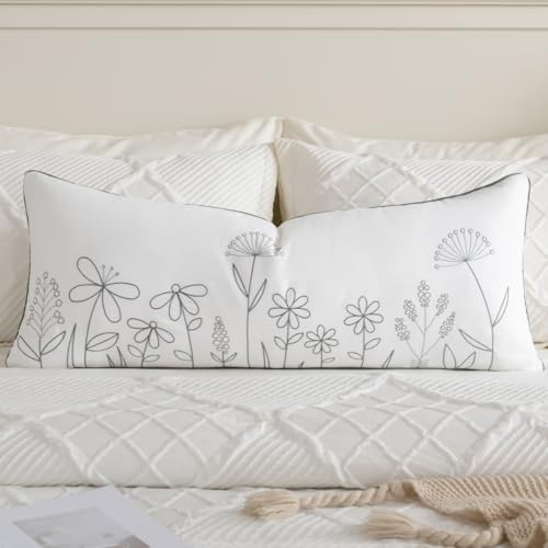 Sanmetex Floral Decorative Throw Lumbar Pillow Cover 14x36 Inch by Sanmetex