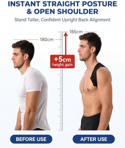 Boiten Back Posture Corrector for Women & Men Back Straightener Strap, Black, XL - Image 2