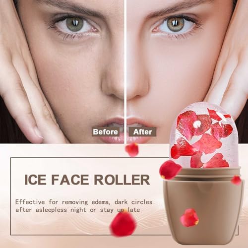XHJRI Ice Face Roller Massager,Ice Cube Roller for Face, Eyes and Neck Naturally Conditioning and Skin Care,De-Puff Eye Bags,Reduce Migraine Pain,Reusable Massage Silicone Ice Mold (New Coffee) - Image 2