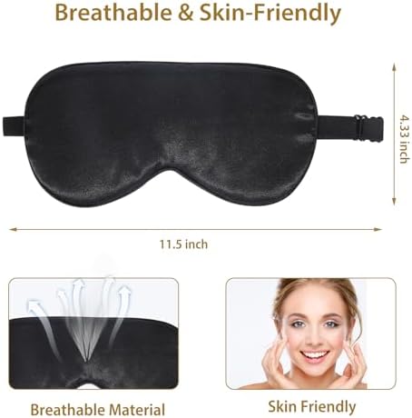 4 Pack Silk Sleep Mask, Blackout Eye Mask with Adjustable Strap - Image 5