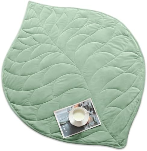 Weighted Lap Blanket for Adults, 7 lbs 41" x 53", Leaf Pattern, Sage Green by Kaisa