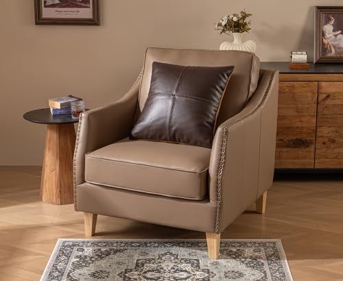 Full Grain Leather Throw Pillow Cover (20" x 20") (Coffee) - Image 5