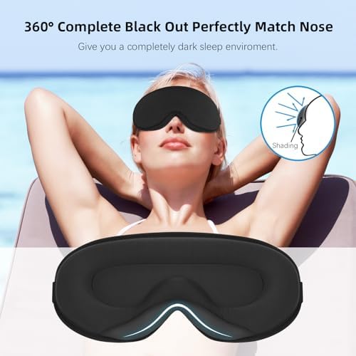 Sleep Mask,3D Contoured Sleeping Mask,99% Light Blocking Eye Mask, Zero Eye Pressure Cup Blindfold for Men Women, with Adjustable Strap for Sleeping, Yoga,Traveling(Black) - Image 2