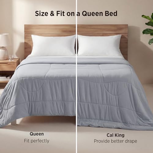 Bedsure Cooling Comforter Queen Size - Cooling Blankets for Hot Sleepers, Lightweight Comforter for Summer with Dual-Sided Cool Tech, Soft Breathable Cold Blanket for Sleeping, Grey, 88x88 Inches - Image 2