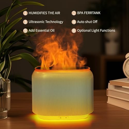 LIFFY Essential Oil Diffuser - Fireplace Fire Flame Aromatherapy Diffuser, Mist Humidifier with Multi-Color LED Lights, for Bedroom, Yoga Spa | Whisper-Quiet Operation, Ideal Gifts - Image 4