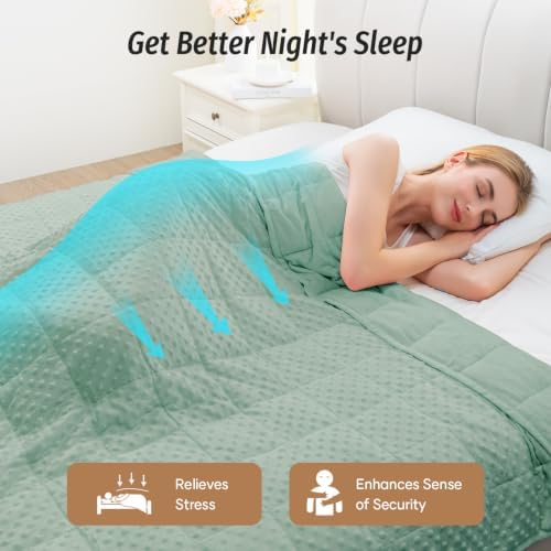 Wemore Weighted Blanket for Adults 12 lbs Queen Size 60"x80" Green - Image 4