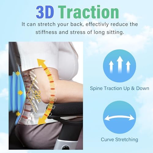 Back Massager with Heat & Traction & Vibration, Seat Massager Pad for Pain Relief Deep Tissue, Lumbar Traction, PU Leather, Foldable, for 5’ to 6’1”, Massage Chair Pad for Office Home - Image 3