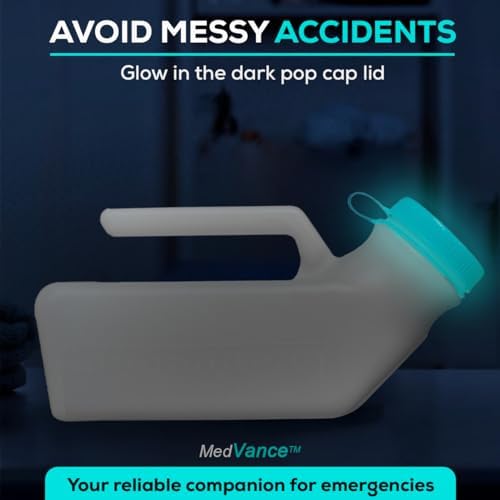 MedVance 1000mL Premium Urinals for Men Spill Proof Glow in Dark Lid 3 Pack - Image 3