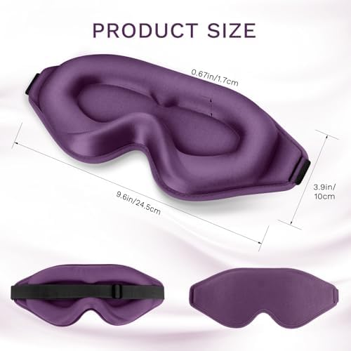 FlyCoco 99% Fully Block Out Light Eye Sleep Mask, 3D Deep Contoured Eyes Cover Zero Pressure, Long Lash Extension Eyes Mask with Adjustable Straps for Sleeping Travel Home Nap Rest Women Men (Purple) - Image 2