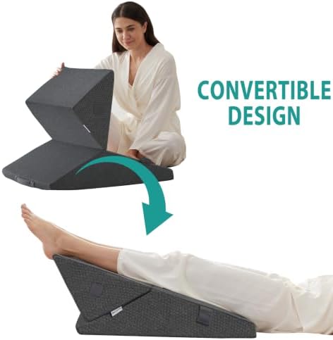 Bedluxe Wedge Pillow for Sleeping, Adjustable 9&12 Inch Foldable Bed Wedge Pillow Set, Orthopedic Memory Foam Triangle Pillows Wedge, 7-in-1 Elevated Pillows for Leg and Back Support, Dark Grey - Image 3