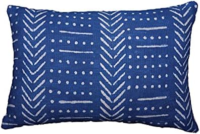 Trade Star Geometric Luxurious Ethnic Cushion Case Decorative Authentic Pillow Case Lumbar Cushion Cover 100% Cotton Throw Pillow Cover for Bedroom Spring Pillow Case (Indigo Snow 12X18 INCHES) by TradeStar