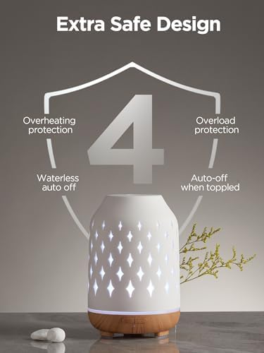 InnoGear 150ml Ceramic Essential Oil Diffusers for Home Humifidier, White - Image 5