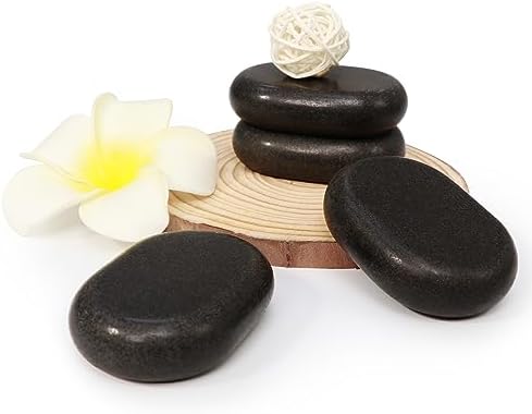 Master Massage 12-Piece Black Lava Hot Stone Set – Medium Oval Natural Basalt Stones for Professional Spa and Massage Therapy (2.6" x 1.9" x 0.7") - Image 3